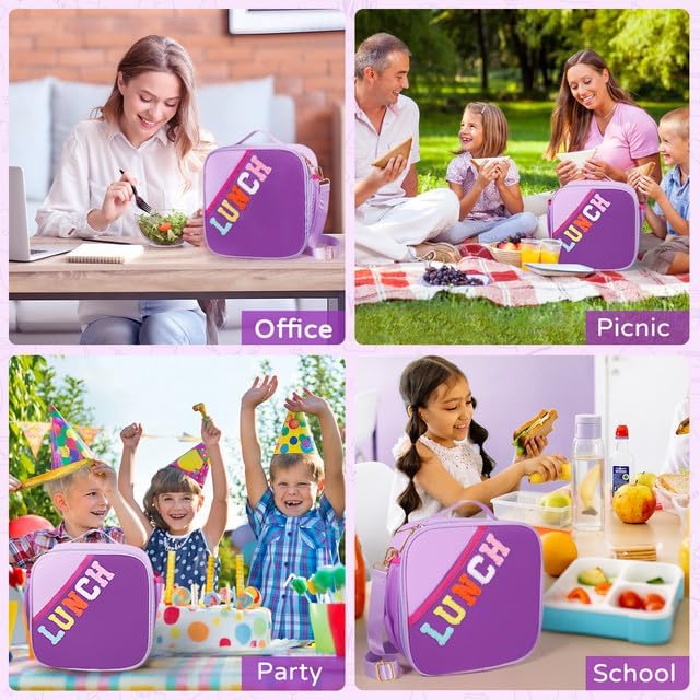 Nsrzua Lunch Bag Kids-Kids Insulated Lunch Bag with Adjustable Strap - Reusable Leakproof Lunch Box for Girls, Preppy School Lunch Tote for Travel, Picnic,School & Winter Camp
