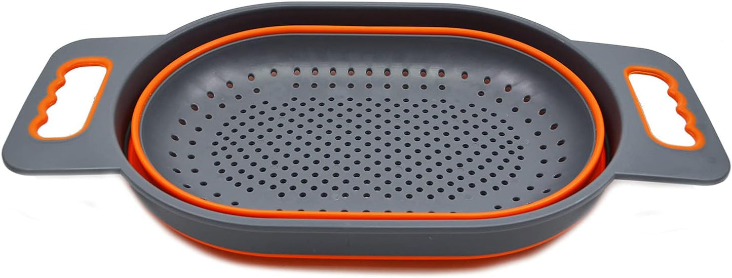 SAMMART 5L (1.3 gallon) Over The Sink Oval Colander (1, Grey/Fluorescent Green)