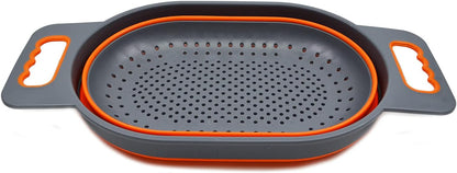 SAMMART 5L (1.3 gallon) Over The Sink Oval Colander (1, Grey/Fluorescent Green)