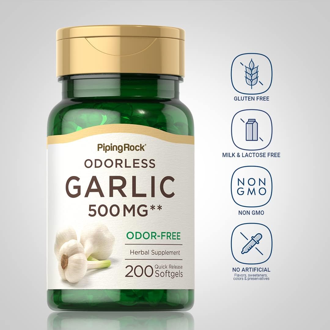 Piping Rock Odorless Garlic Supplement | 200 Softgels