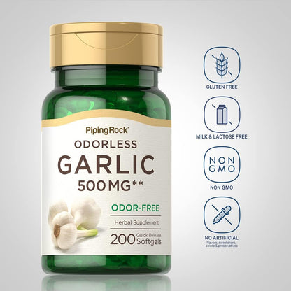 Piping Rock Odorless Garlic Supplement | 200 Softgels