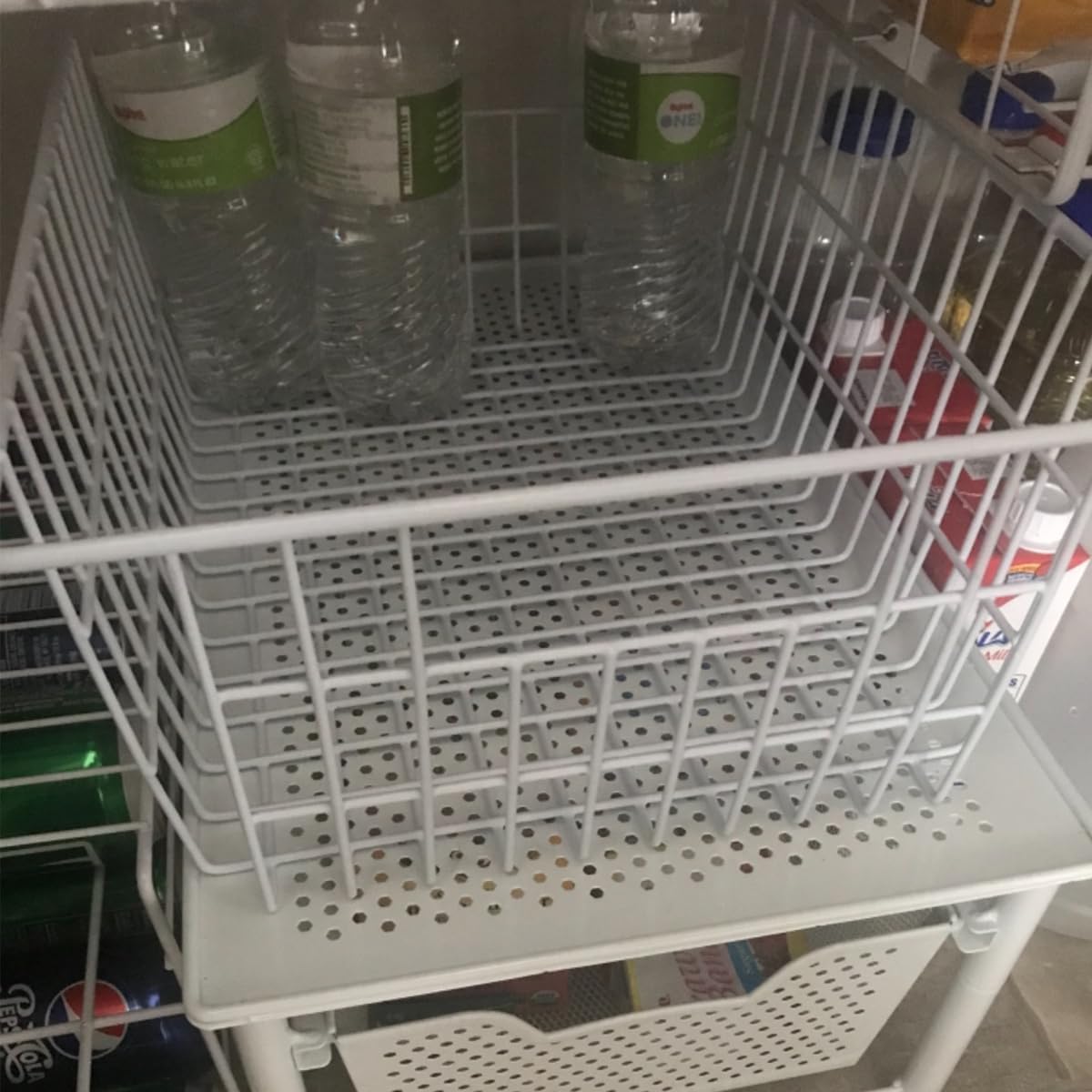 3 Pack Large Wire Baskets for Organizing 14.2'' Metal Wire Baskets with Built-in Handles, Wire Storage Basket Black Metal Freezer Organizer Wire Basket for Pantry, Cabinets, Bathroom