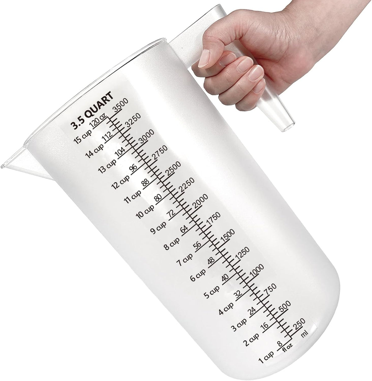Plastic Measuring Cup with Handle, Pool Chemical Measuring Cup, Plastic Measuring Pitcher for Liquid Mixing, Pouring, Lawn Care, Pet Food, Motor Oil, Laboratory and More (32, Fluid Ounces, 1000ml)