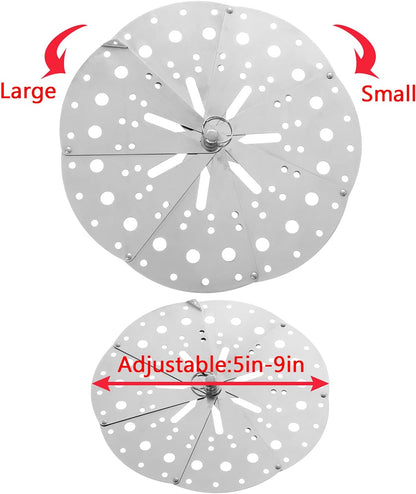 5"-9" Adjustable Stainless Steel Drop Lid Japanese Vegetable Steamer Basket