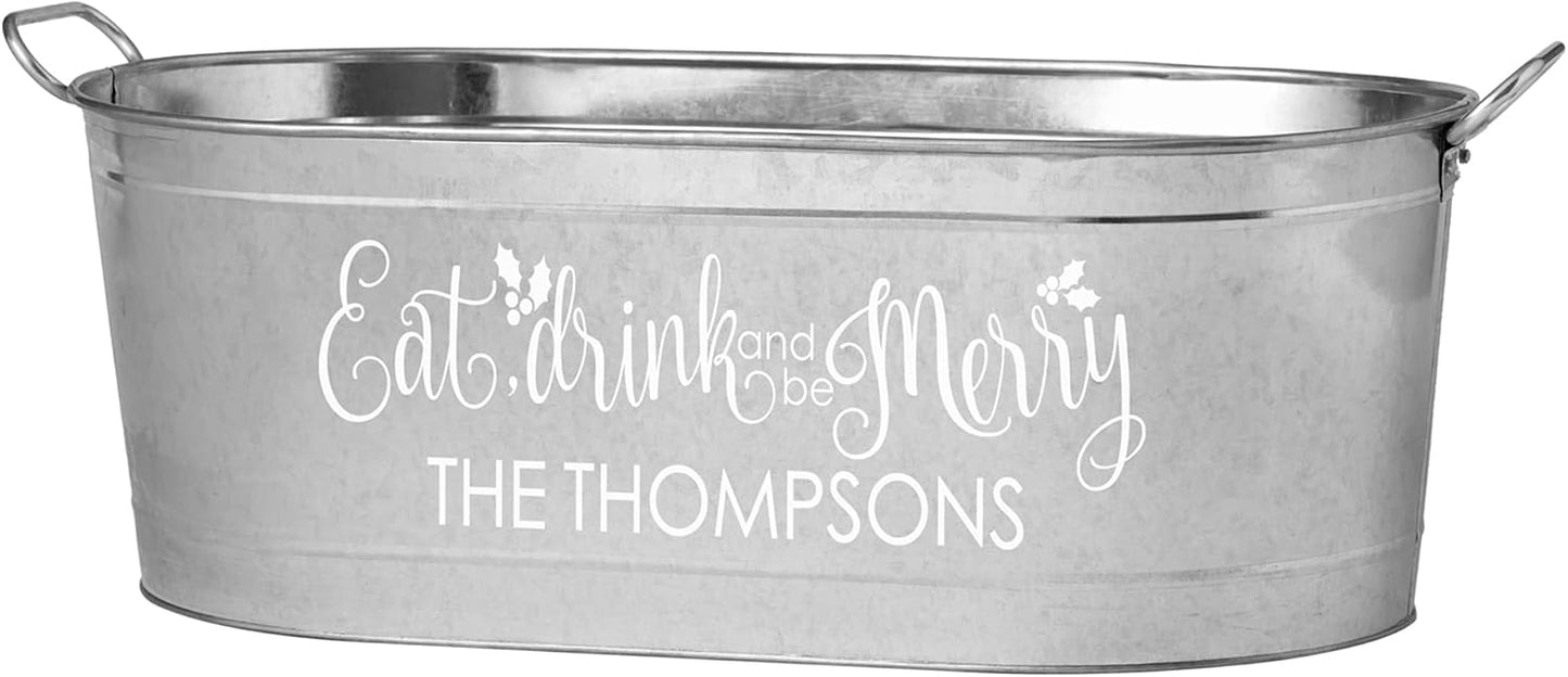 Let's Make Memories Personalized Beverage Tub - Custom Beverage Tub - Customize With Name & initial - Galvanized Drink Tub - 20 ¾"L x 11 ¾"W x 7" H - 5.5 Gallons