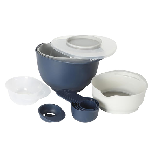 Oster Bluemarine 3 Piece PP Stackable Space-Saving Colander and Mixing Bowl Set