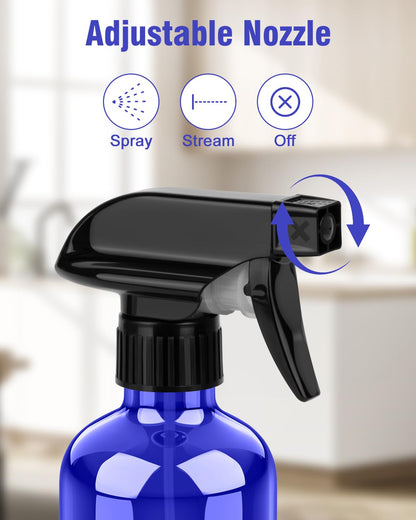 Bontip Glass Spray Bottle 16 oz for Cleaning, Plants (2 Pack, Amber)