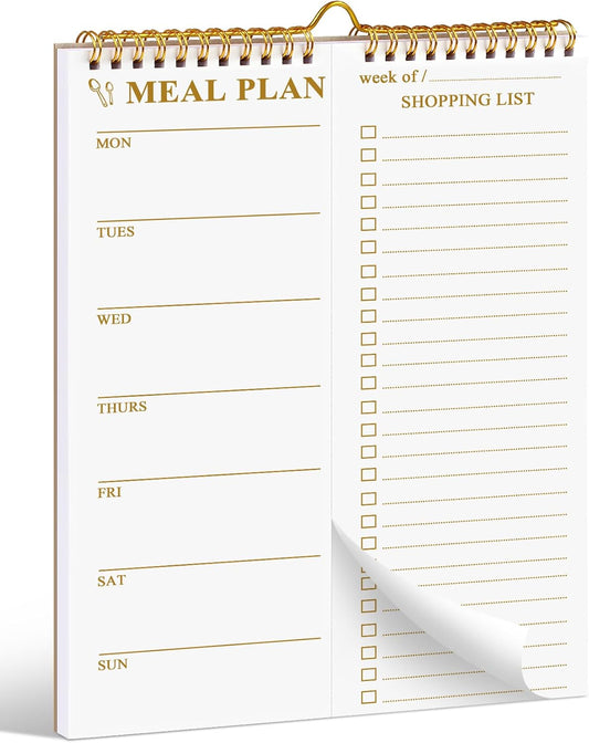 AZUREAL 50 Sheets Meal Planner, 8.5x11 Inch Double Helix Magnetic Meal Planning Notepad and Grocery List Notepad with Tear-Off Shopping List, Wall-Mountable Daily & Weekly Meal Planner for Fridge