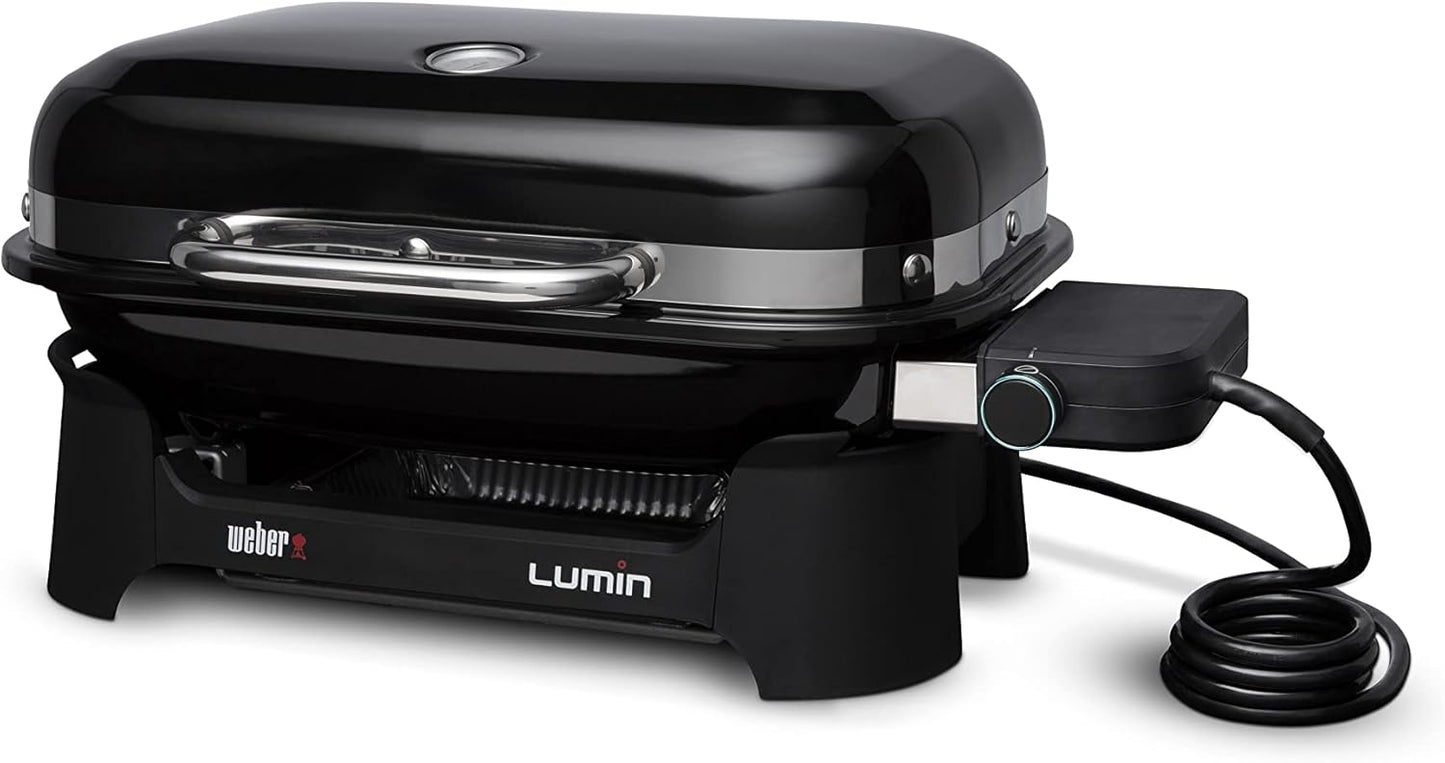 Weber Lumin Compact Outdoor Electric Barbecue Grill, Light Green - Great Small Spaces such as Patios, Balconies, and Decks, Portable and Convenient