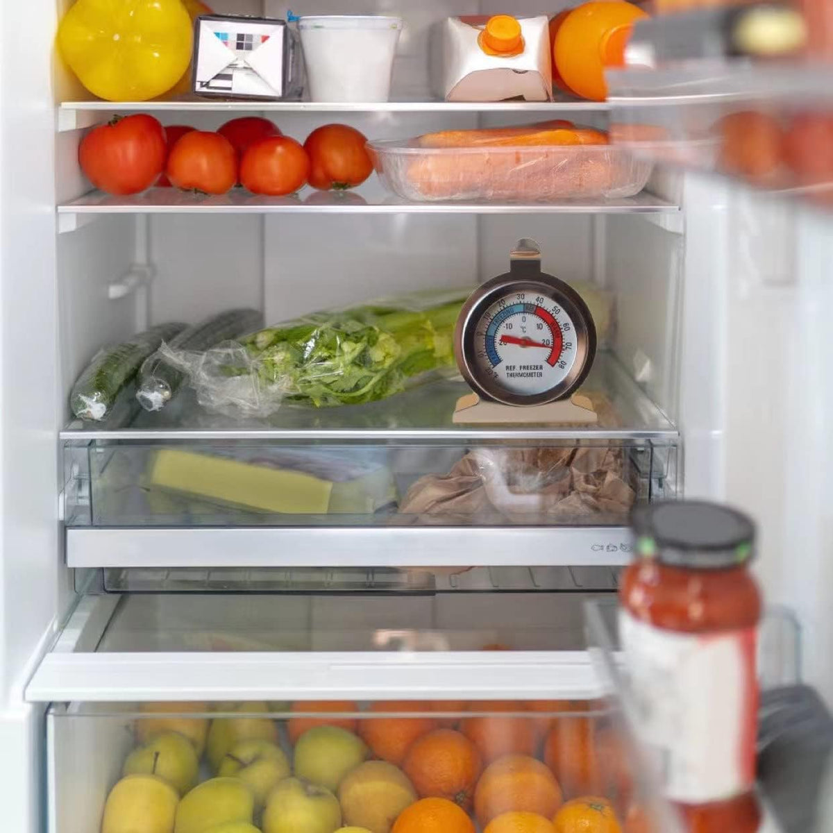 Refrigerator Freezer Thermometer, Large Dial Freezer Thermometer, Cooler/Fridge/Refrigerator Thermometer