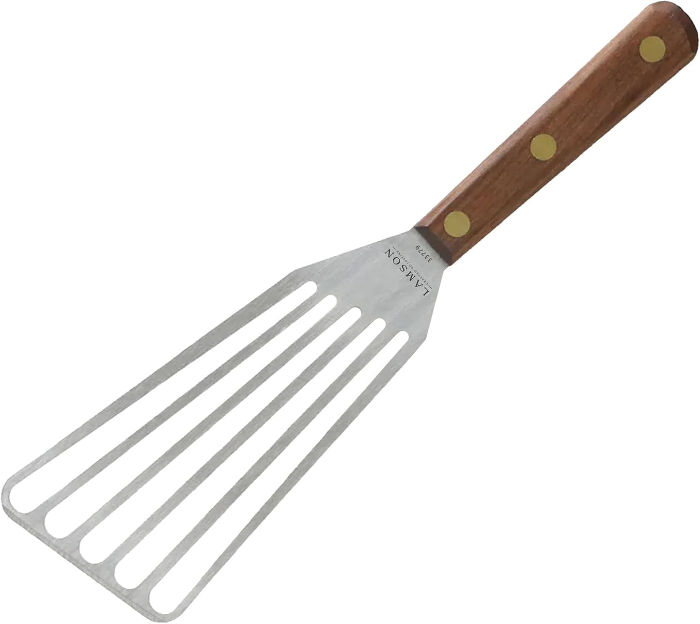 Lamson Fish Spatula, Slotted Metal Turner, 3 x 6 In, Right Hand | Ultra Durable composite handle, dishwasher safe; flexible stainless blade; a dedicated left-handed model is available