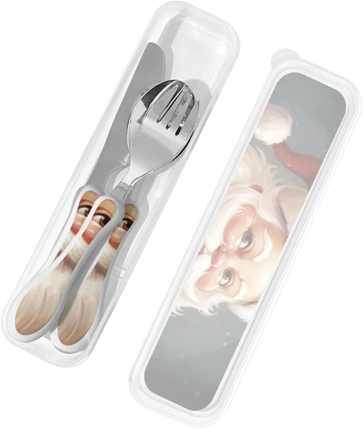 3-Piece Kids Silverware Set With Storage Case, Stainless Steel Reusable Children Safe Knife Spoon Fork Set Leaves Floral On Rustic Wood Children Flatware Set For Kids Lunch Box