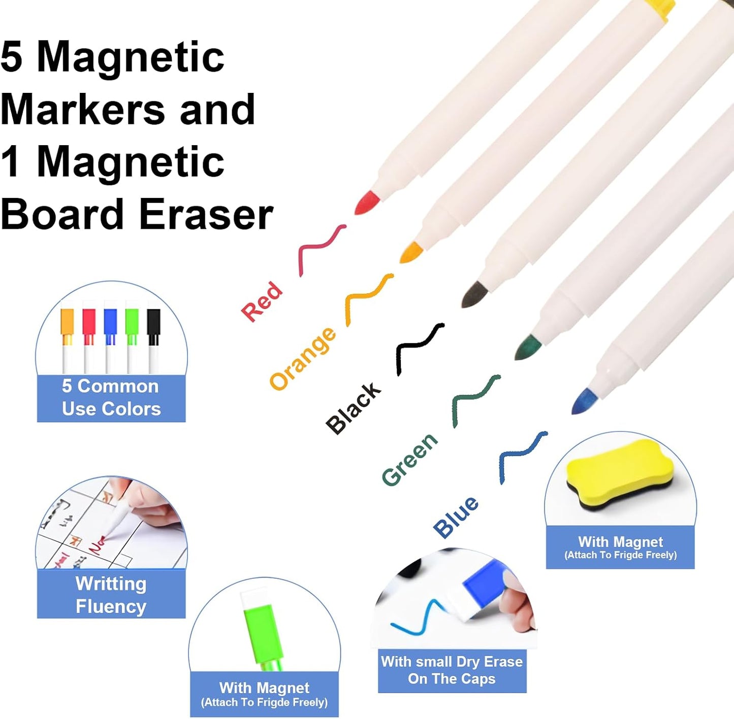 Magnetic Dry Erase Fridge Calendar Whiteboard Set,3 Pack 14.6" x 11" Reusable Refrigerator Calendar for Fridge & Wall-Monthly, Weekly,Daily Planners Refrigerator White Board with 5 Markers and Eraser