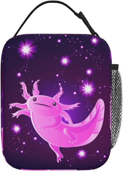 Purple Axolotl Lunch Box Lunch Box Reusable Insulated Totes Lunch Bag Thermal Cooler For Boy Girls School Men Women Beach Picnic Travel