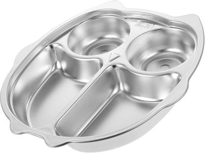 Zerodeko 304 Stainless Steel Divided Dinner Tray 3 Compartment Lunch Plate Food Portion Control Dish for Meal Prep Dishwasher Safe for Home or Catering