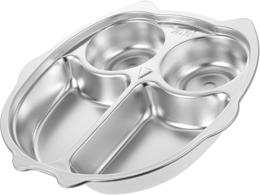 Zerodeko 304 Stainless Steel Divided Dinner Tray 3 Compartment Lunch Plate Food Portion Control Dish for Meal Prep Dishwasher Safe for Home or Catering