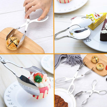 2 PACK Buffet Tongs,Stainless Steel Salad Tongs,Serving Tongs for Home Kitchen,Cake,Bread,Catering,Party,Barbecue,Seafood,Frying(10Inch and 8Inch)