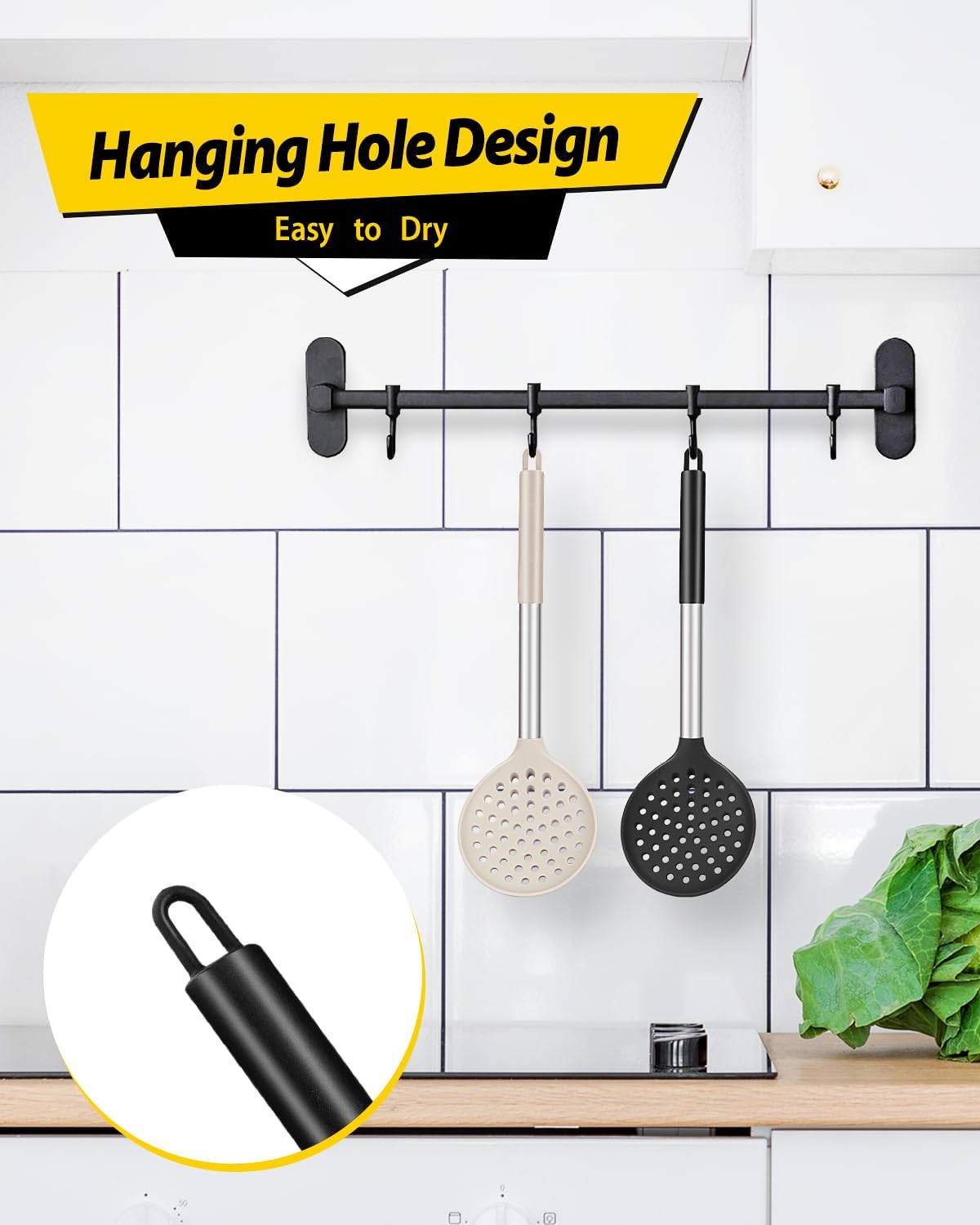 BUNDLEPRO Silicone Kitchen Ladle Strainer, 2 Pack, Black-Red