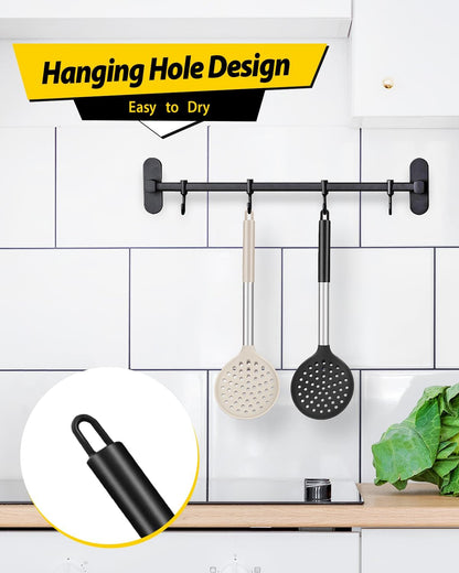BUNDLEPRO Silicone Kitchen Ladle Strainer, 2 Pack, Black-Red