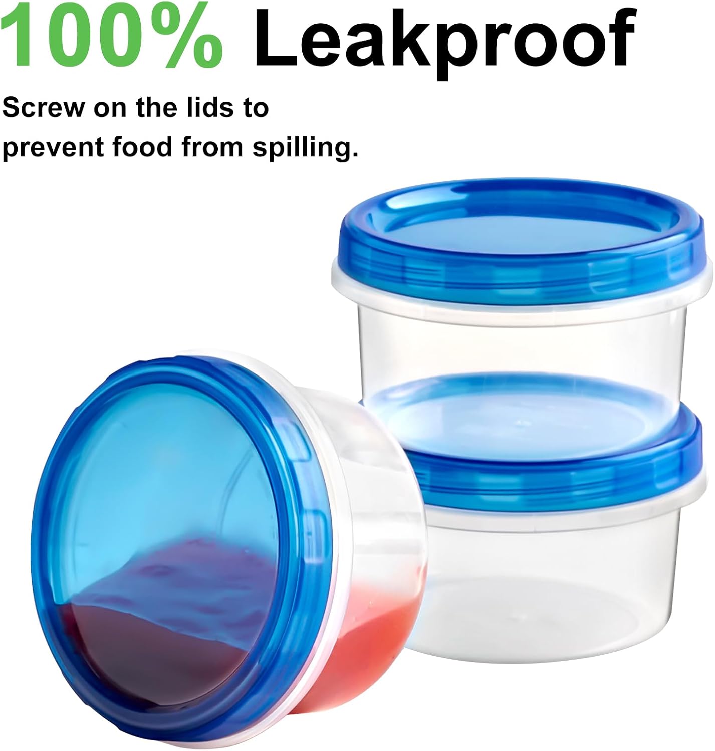 Qeirudu 10 Pack 8oz Freezer Storage Containers with Screw Lids, Leakproof Meal Prep Containers, Small Reusable Plastic Food Storage Containers for Fruits, Leftovers, Salads, Overnight Oats