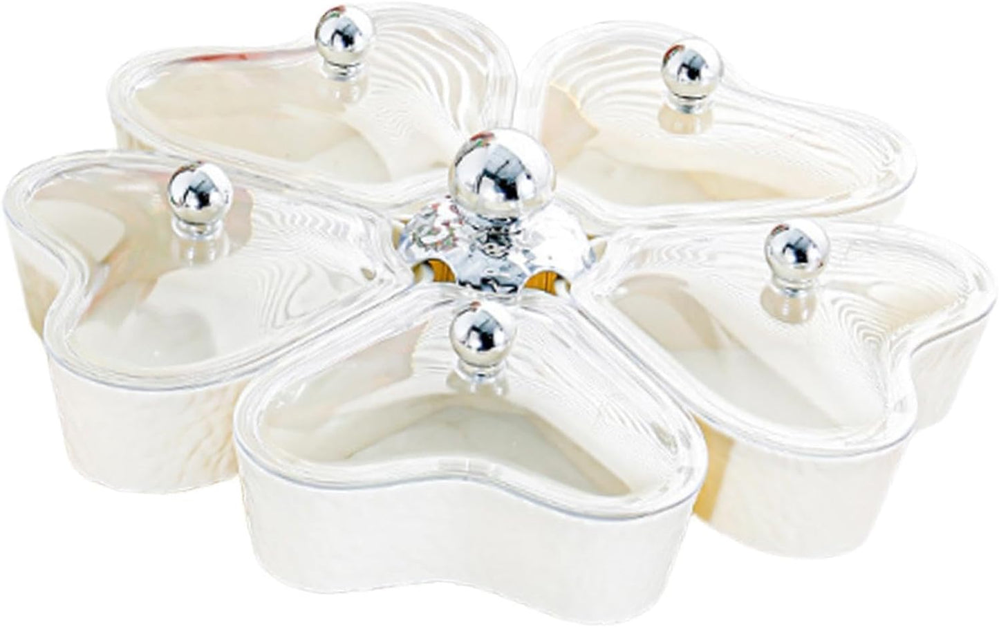 Dried Fruits Tray Candy Snack Plates Platter Appetizer Tray Divided Serving Tray for Cupcake Dried Fruits Family Holiday Home, Clear Grey Bowknot