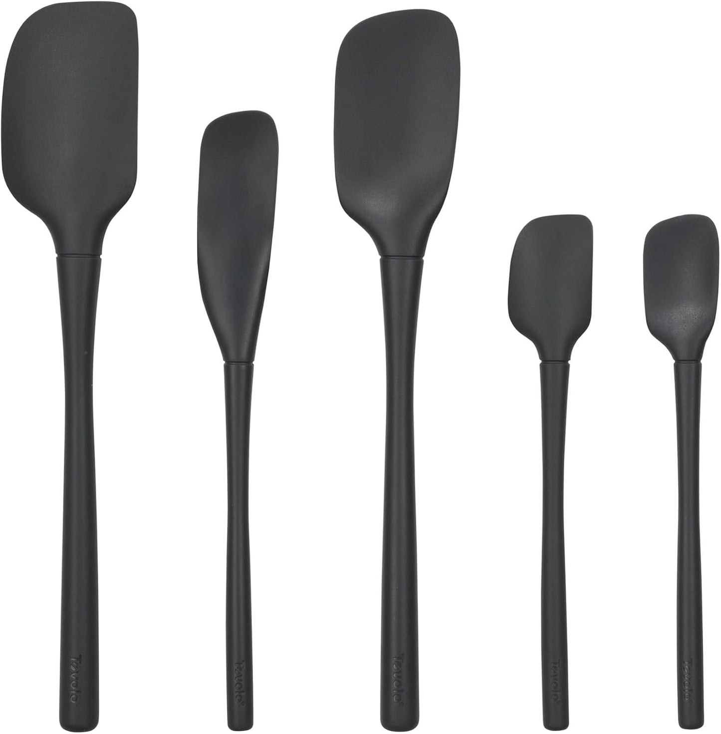 Tovolo Flex Core 5 Piece Silicone Spatula Set Heat Resistant All Silicone Utensils Include Non Stick Spatula Spoonula Jar Scraper, Dishwasher Safe BPA Free Spatulas for Baking Mixing, White