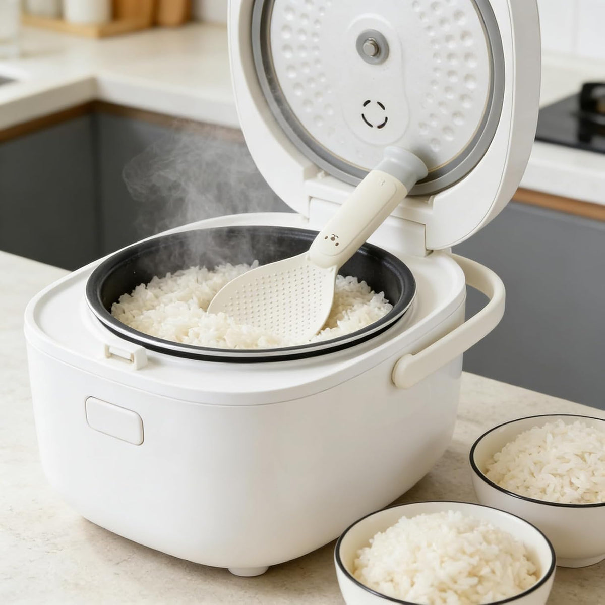 2PCS Plastic Rice Spoon, Non Stick Standing Paddle, Heat Resistant Scooper