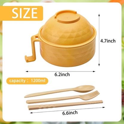 2 Sets 40 oz Microwave Ramen Bowl with Handles, Yellow,Orange