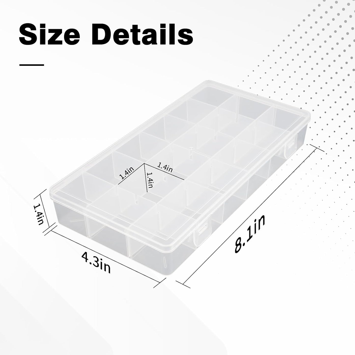 OALCQ 24 Grids Plastic Organizer Box With Dividers Clear Craft Storage Bead Organizer Box Earring Travel Pill Jewelry Organizers Storage Boxes Screw Seed Small Parts Hair Tie