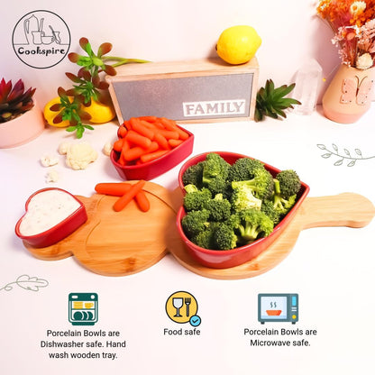 4-pc Porcelain Serveware for Chip Dip,Topping serving, Appetizer serving, Condiment Serving Tray, Serving Trays for Party, Party Hosting Essentials