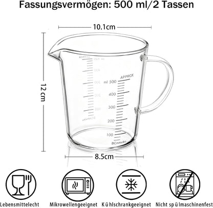 Glass Measuring Cup,Liquid Measuring Cups with 3 Scale(700ml,24oz,3cups) for Kitchen,Restaurant Baking,Cooking,Prepping