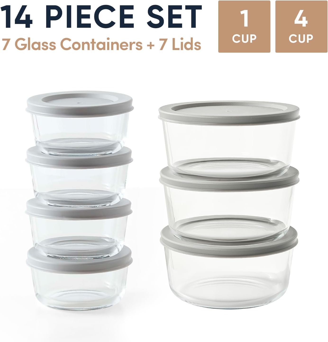 6-Piece Glass Food Storage Containers Set (3 Containers + 3 BPA-Free Lids) | 2-Cup, Leakproof | Microwave, Freezer, Oven & Dishwasher Safe | Ideal for Meal Prep & Pantry Organization, Pistachio