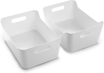 BINO | Plastic Storage Bins, Large - 2 Pack, Clear | THE SOHO COLLECTION | Pantry Organizers and Storage Containers | Fridge Organizer Bins | Kitchen Cabinet Organizer | Medicine Cabinet Bin