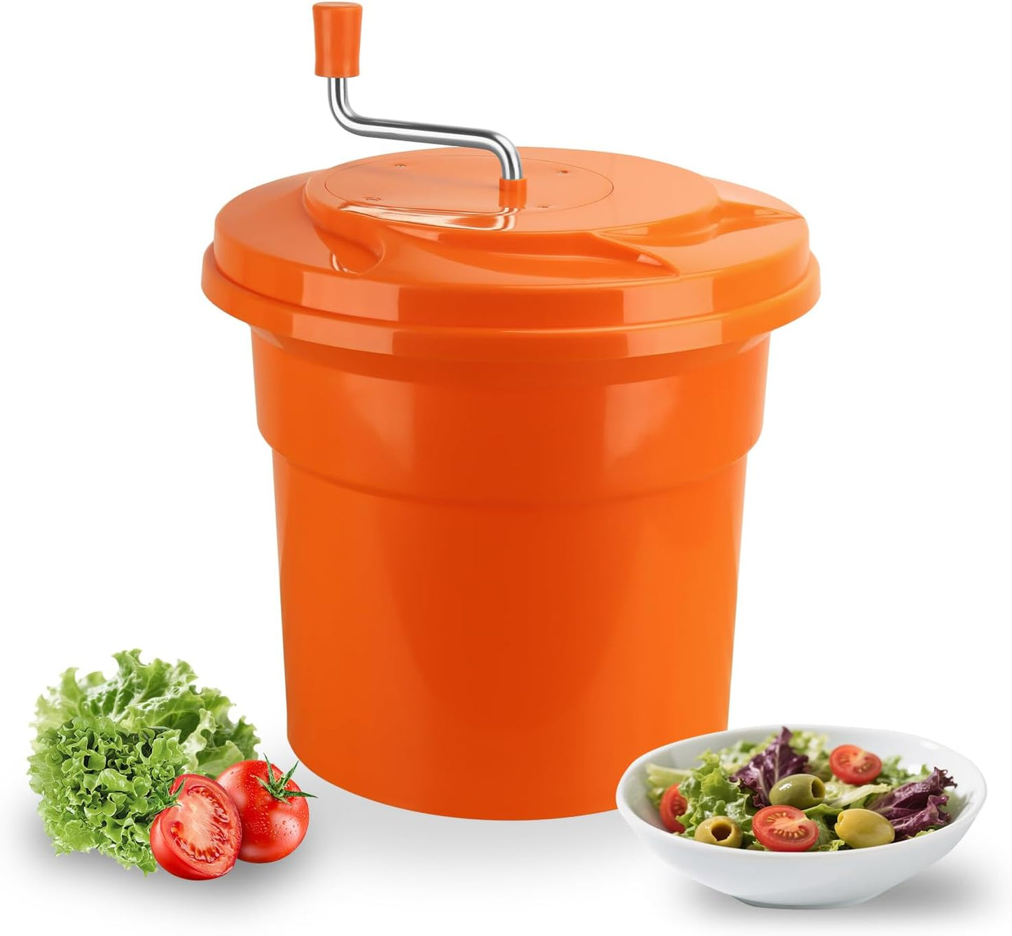 5 Gallon Salad Spinner,Large Capacity Vegetable Friuts Salad Dryer,Commercial Manual Salad Mixer for Restaurants Kitchen & Catering,Green & Orange. (Green, 5 Gallon)