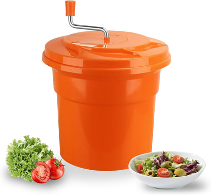 5 Gallon Salad Spinner,Large Capacity Vegetable Friuts Salad Dryer,Commercial Manual Salad Mixer for Restaurants Kitchen & Catering,Green & Orange. (Green, 5 Gallon)