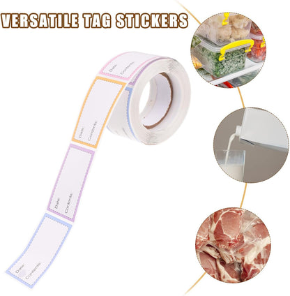 5 Rolls Multi-Function Date Labels Portable Food Storage Stickers for Office Kitchen Refrigerator Freezer Convenient Blank Bottle Stickers for Meal Prep Organization