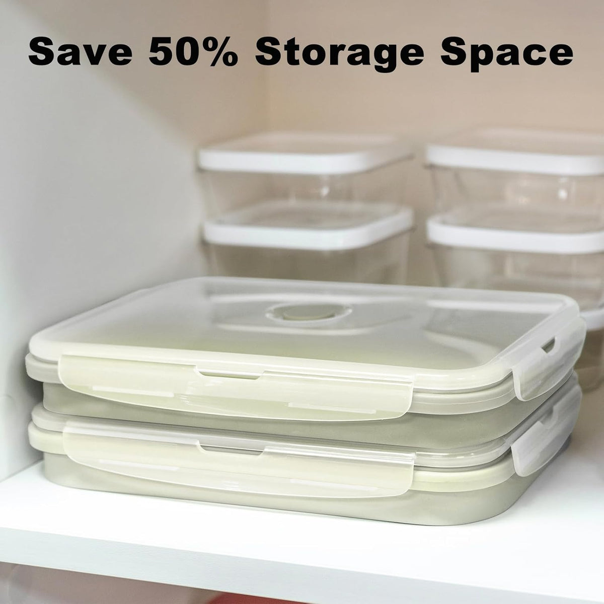 Large Silicone Food Storage Containers 68oz/2000ml 4 Pack | Collapsible Meal Prep Containers, Airtight Leakproof Lid, Containers for Camping, Microwave Freezer Dishwasher Safe