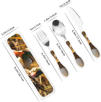 3-Piece Kids Silverware Set With Storage Case, Stainless Steel Reusable Children Safe Knife Spoon Fork Set Astronaut Cat Fish Children Flatware Set For Kids Lunch Box