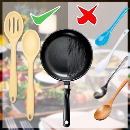 ELANE 8 Pcs Silicone Cooking Utensils Set,Silicone Serving Spoons Cooking Spoons for Nonstick Cookware for Kitchen Salads