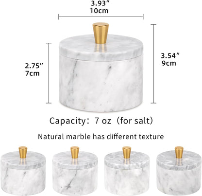 Marble Salt Cellar with Lid, Viva Jade, 4 inch