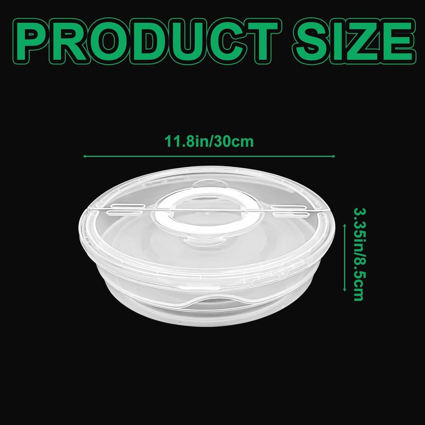 FMOACEN 11.5 Inch Clear Pie Containers With Lids and Handle Round Pie Carrier Reusable 2 Compartments Pizza box Leftover Pizza Keeper for Food Cake Cheesecake Tortilla Pastry