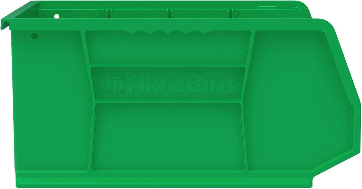 Akro-Mils 30250 AkroBins Plastic Storage Bins, Space-Saving Stackable Bins for Garage, Pantry, Craft Organization, 15" x 16" x 7", Black, 6-Pack