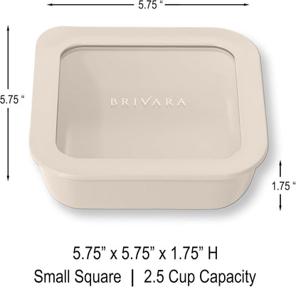 Ceramic Coated Glass Food Storage Container | No PTFE, PFOA, PFAS, and BPA | Reusable Non Toxic Meal Prep Container with Glass Lid | Easy To Store | 3 Cup Rectangle [Onyx]