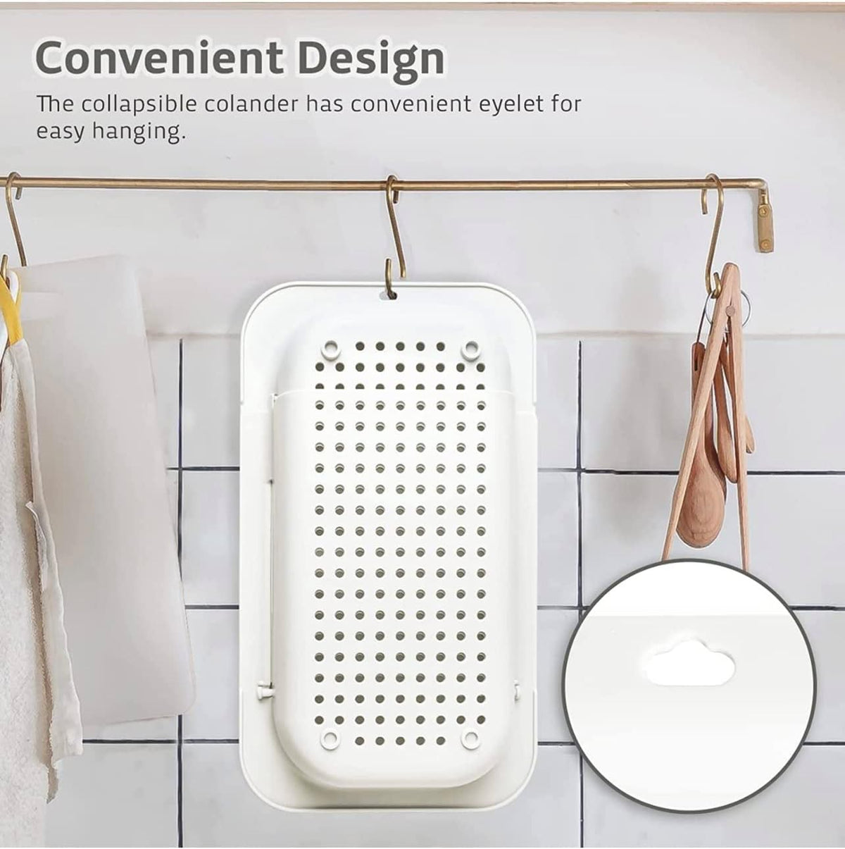 Expandable Over-the-Sink Colander Strainer Basket 14.25 to 19.5 Inch Black