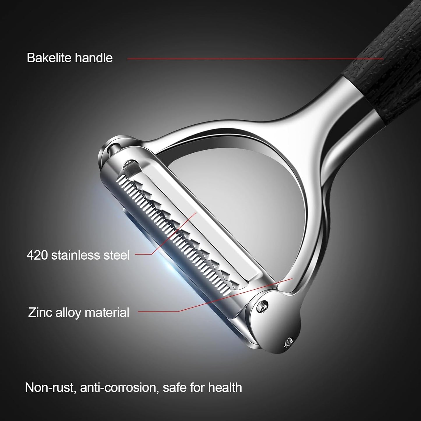 2-in-1 Serrated Julienne Peeler Vegetable Peeler | veggie peeler stainless steel blades are very durable and sharp for harder fruits and vegetables，Essential Kitchen Tool