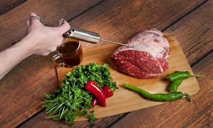 Heavy Duty Stainless Steel Meat Injector Kit – 2 oz Marinade Syringe with 3 Professional Needles for Turkey, Brisket, Chicken, Pork & BBQ – Dishwasher Safe Food Injector
