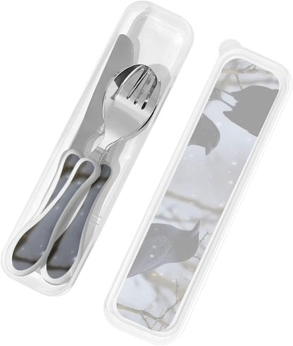3-Piece Kids Silverware Set With Storage Case, Stainless Steel Reusable Children Safe Knife Spoon Fork Set Ballroom Dance Children Flatware Set For Kids Lunch Box