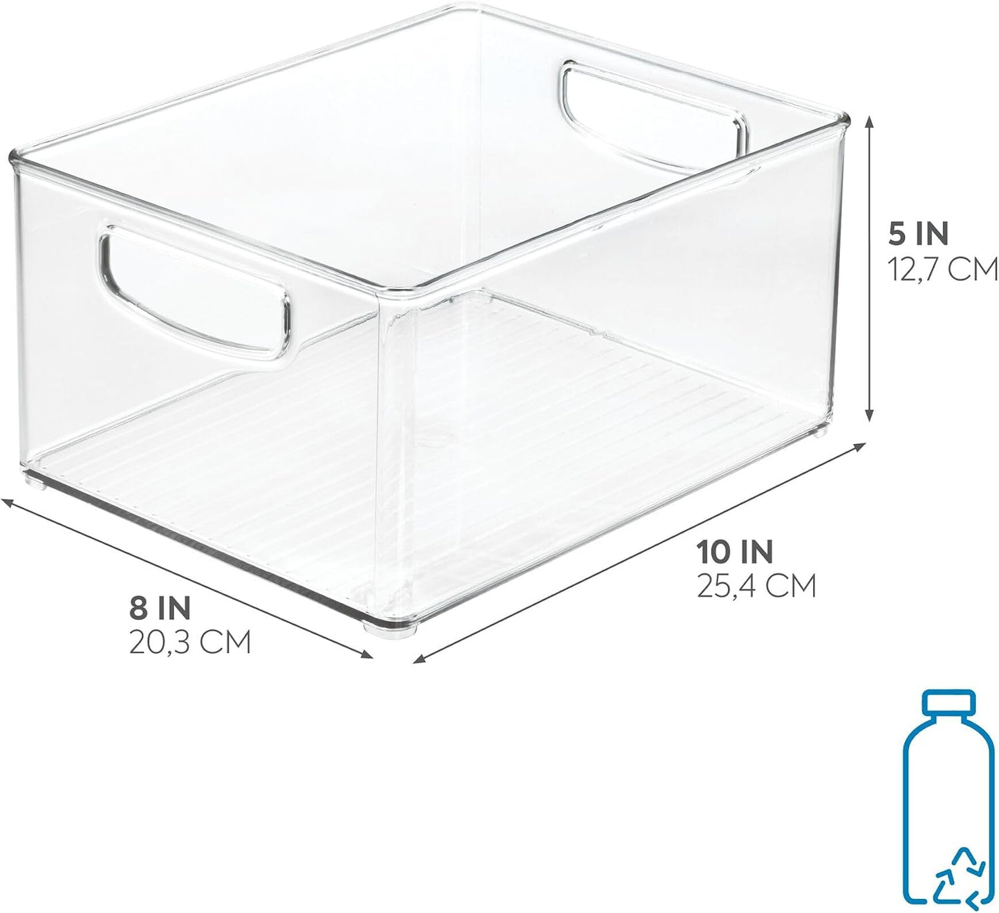 iDesign Stackable Clear Plastic Bin - Kitchen Organizers and Storage for Fridge and Pantry, 2-Pack