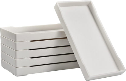 White Serving Tray (13.5 x 9.6 inch) for Serving Accessory, Elegant & Stackable Plastic Tray for Spa, Coffee, Drinks, Tea, Bar, Party, Seasoning, Perfume and Display Use.