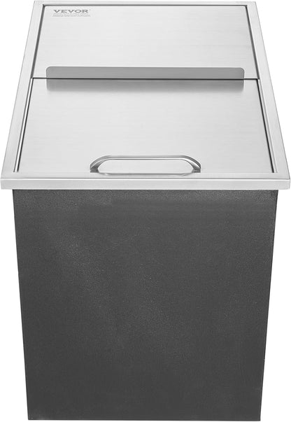 Happybuy Drop in Ice Chest 18L x 12W x 14.5H Inch Stainless Steel Ice Cooler with Sliding Cover Drop in Ice Bin Included Drain-Pipe and Drain Plug for Cold Wine Beer